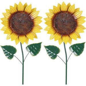 2 Pack Sunflower Decorative Garden Stakes for Spring Outdoor Yard Decor